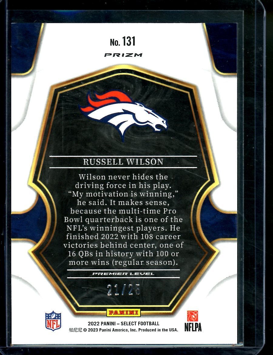 2022 Panini Select Russell Wilson Premier Level Tye-Die /25 Broncos