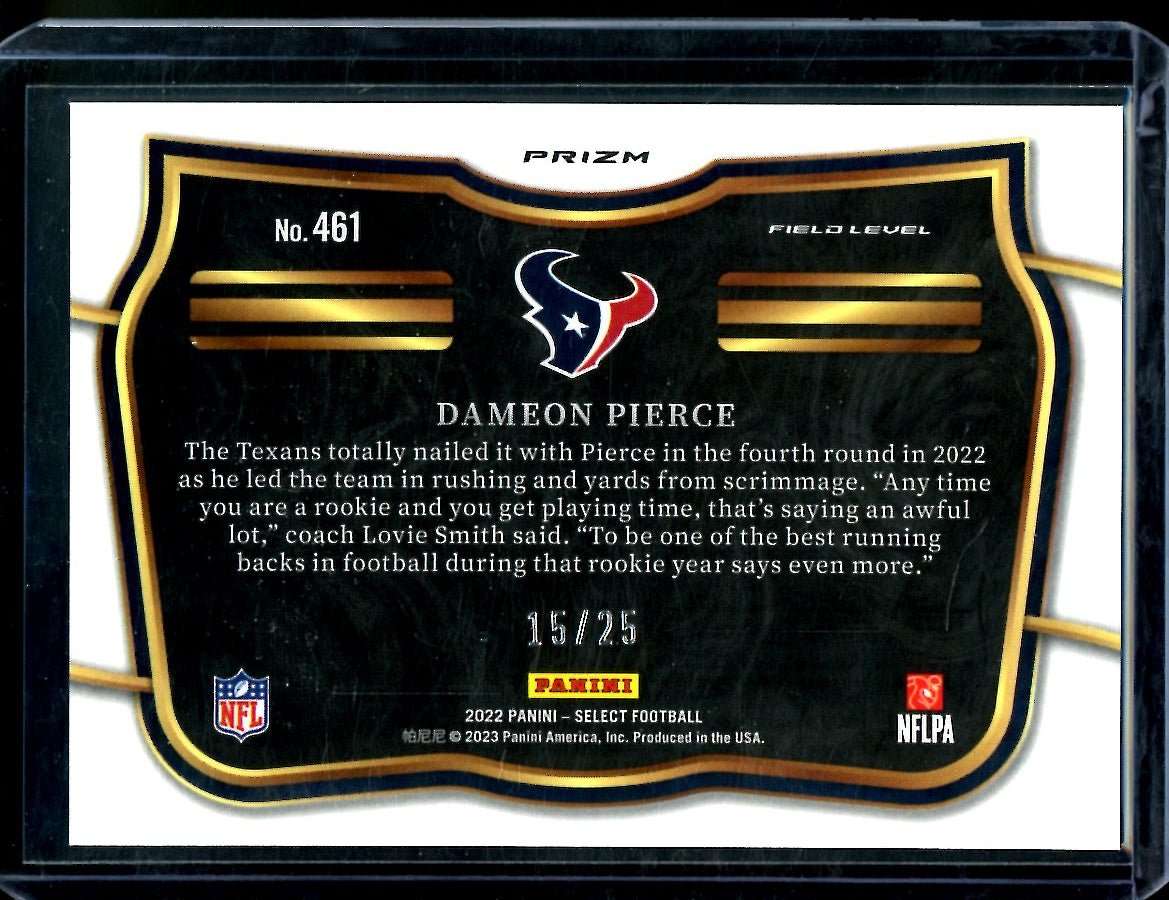 2022 Panini Select Dameon Pierce Rookie Field Level Tye-Die /25 Texans