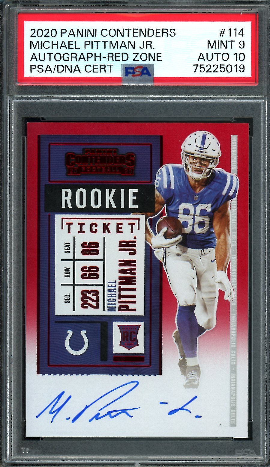 2020 Panini Contenders Michael Pittman Jr. Rookie Red Zone Auto PSA 9/10 Colts