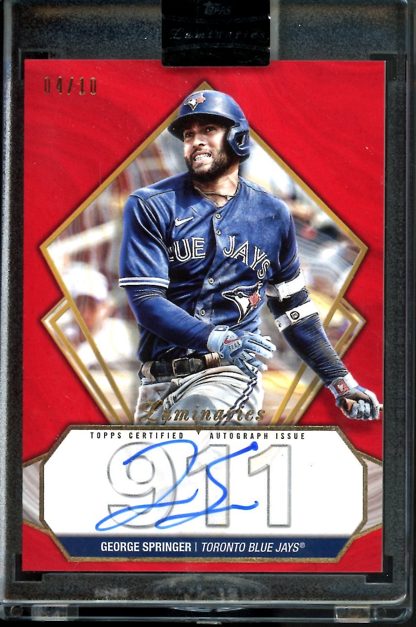 2022 Topps Luminaries George Springer Auto Red /10 Blue Jays
