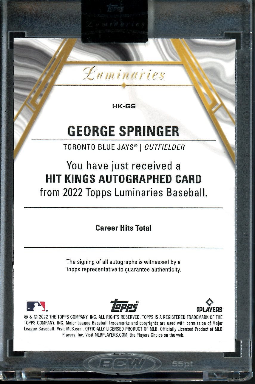 2022 Topps Luminaries George Springer Auto Red /10 Blue Jays