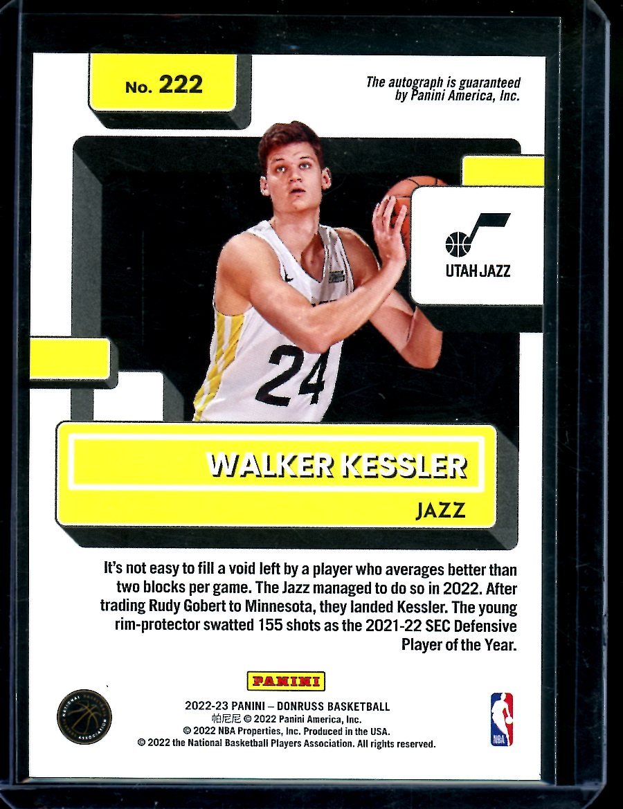 2022/23 Panini Donruss Choice Walker Kessler Rookie Red Choice Auto /99 Jazz