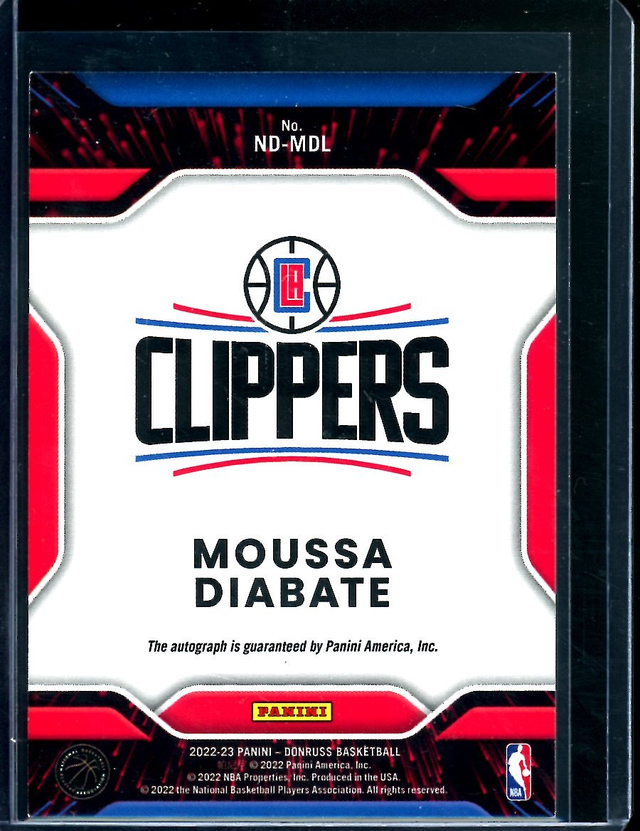 2022/23 Panini Donruss Choice Moussa Diabate Rookie Next Day Auto Clippers