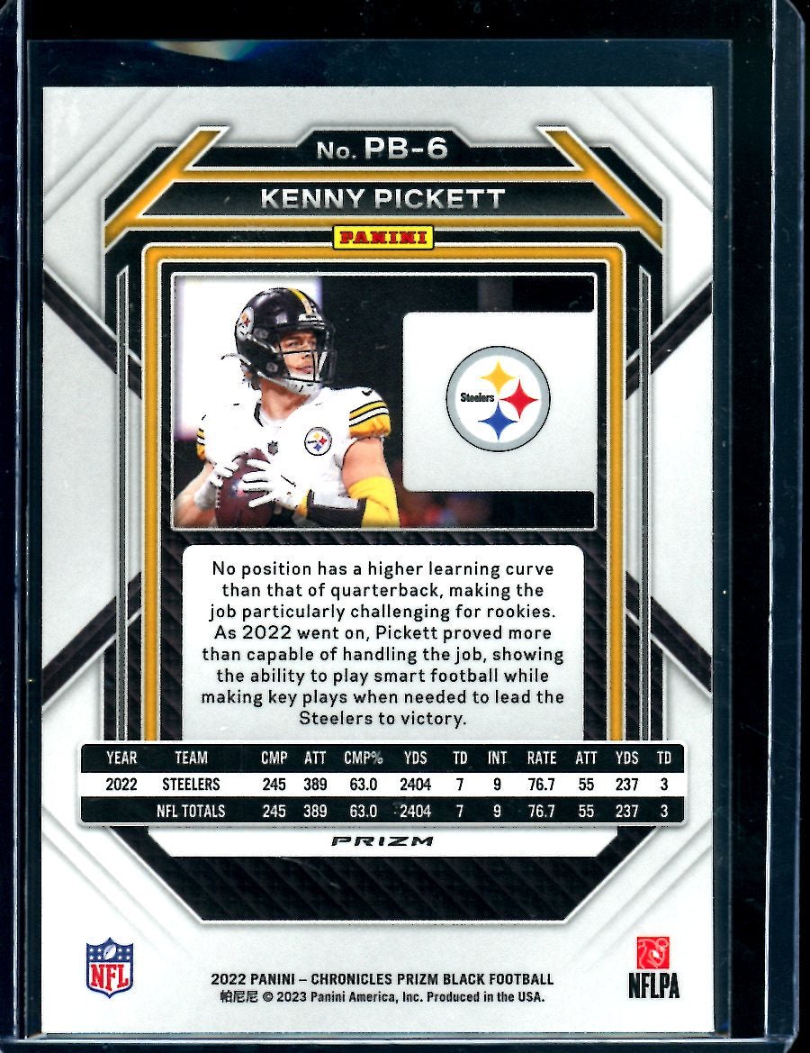 2022 Panini Chronicles Prizm Black Kenny Pickett Rookie Silver Steelers