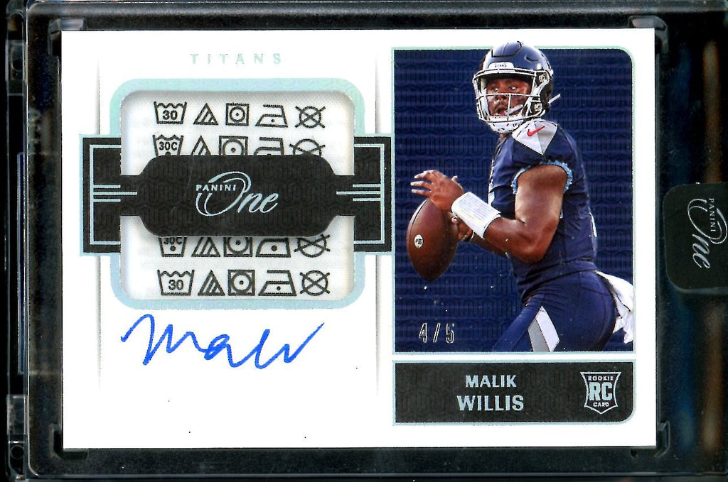 2022 Panini One Malik Willis Rookie Auto RPA Laundry Tag /5 Titans