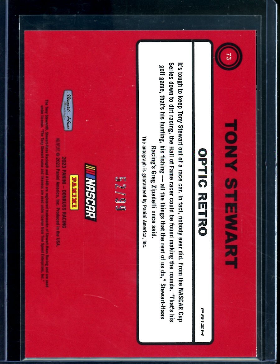 2023 Panini Donruss Tony Stewart Auto /99 NASCAR