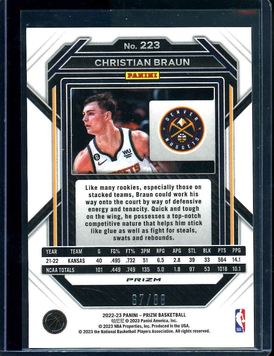 2022/23 Panini Prizm Choice Christian Braun Rookie Red Choice /88 Nuggets