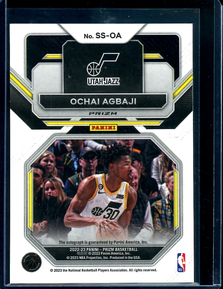 2022/23 Panini Prizm Choice Ochai Agbaji Rookie Sensational Signatures Auto Jazz