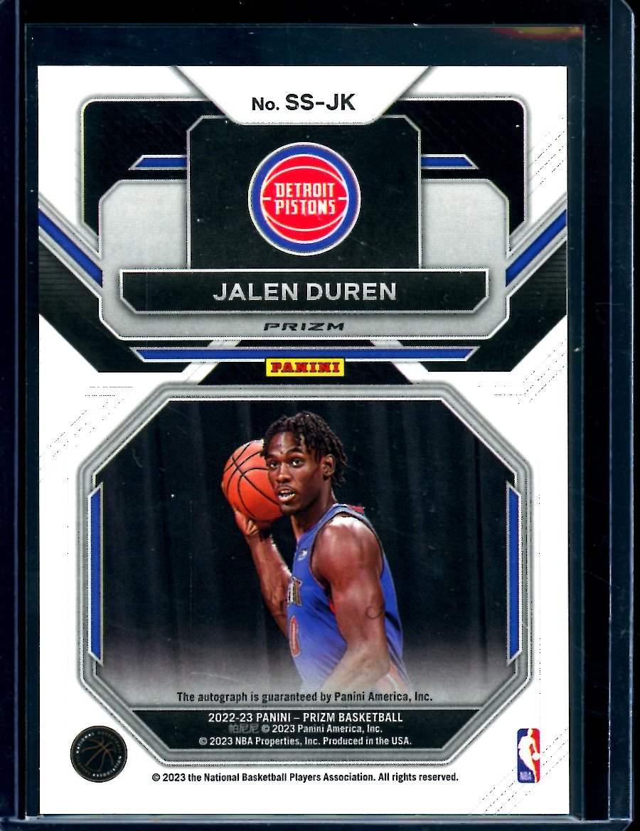 2022/23 Panini Prizm Choice Jalen Duren Rookie Sensational Signatures Auto Pistons