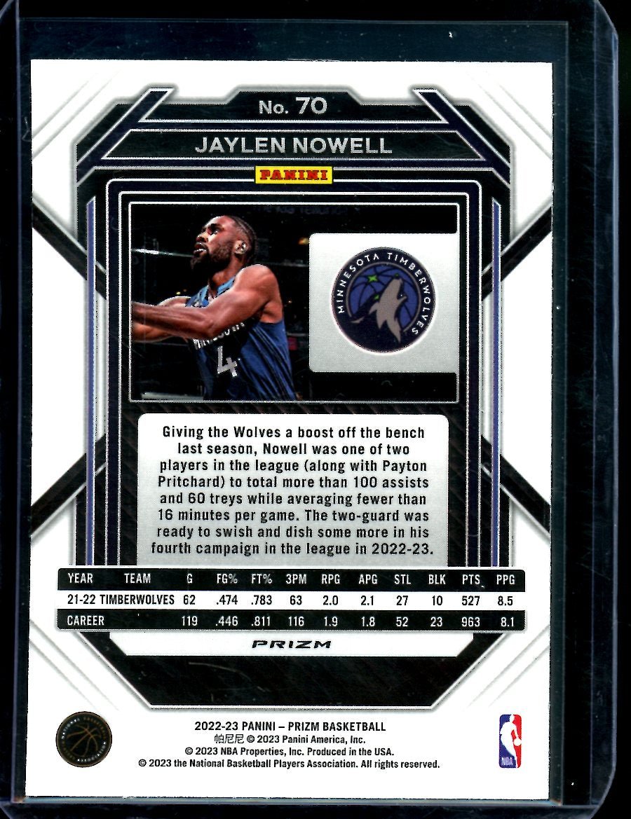 2022/23 Panini Prizm Choice Jaylen Nowell Tiger Stripe SSP Timberwolves
