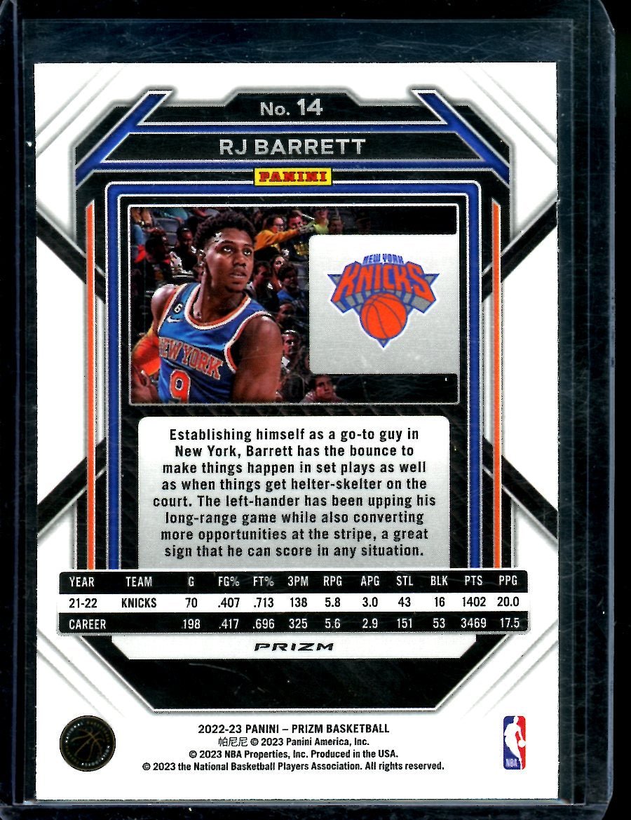 2022/23 Panini Prizm Choice RJ Barrett Tiger Stripe SSP Knicks