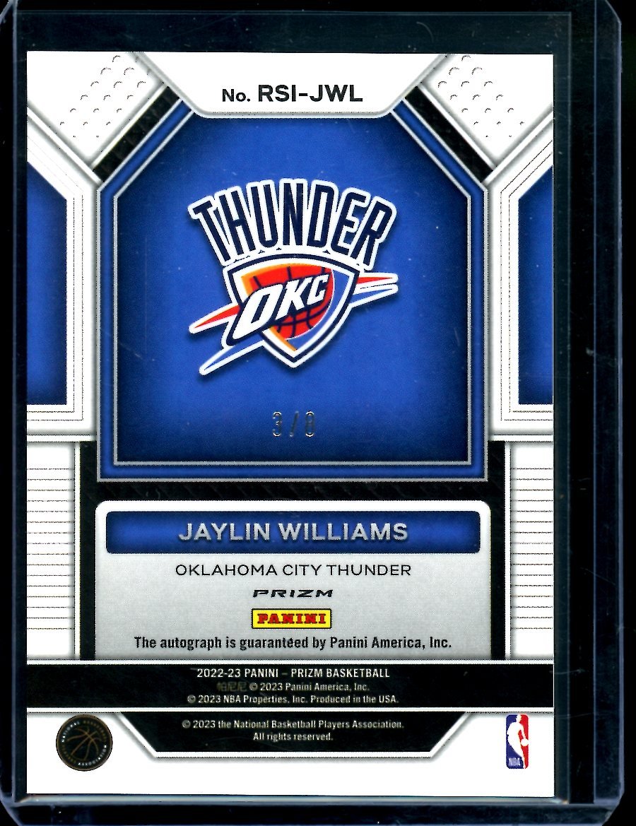 2022/23 Panini Prizm Choice Jaylin Williams Rookie Auto Green Choice /8 Thunder