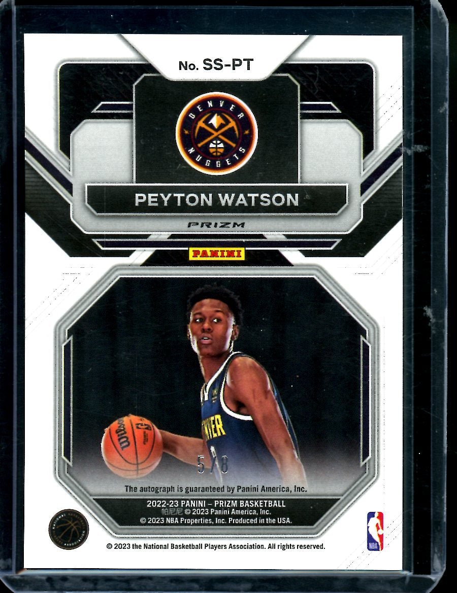2022/23 Panini Prizm Choice Peyton Watson Rookie Auto Green Choice /8 Nuggets