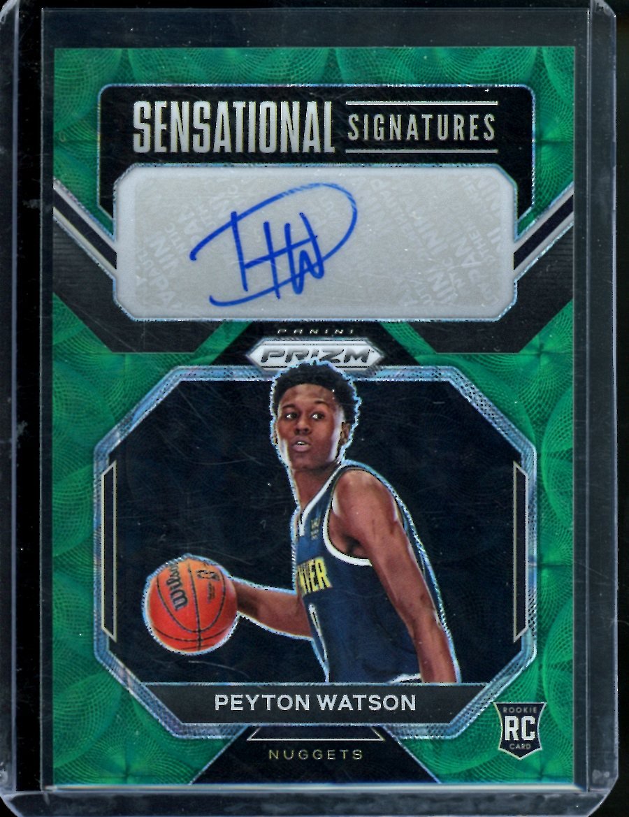 2022/23 Panini Prizm Choice Peyton Watson Rookie Auto Green Choice /8 Nuggets