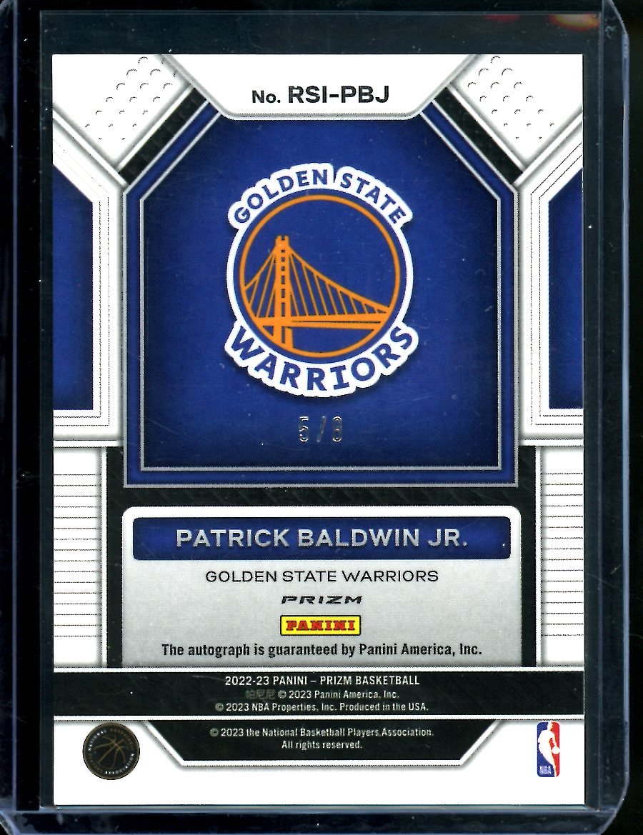 2022/23 Panini Prizm Choice Patrick Baldwin Jr. Rookie Auto Green Choice /8 Warriors