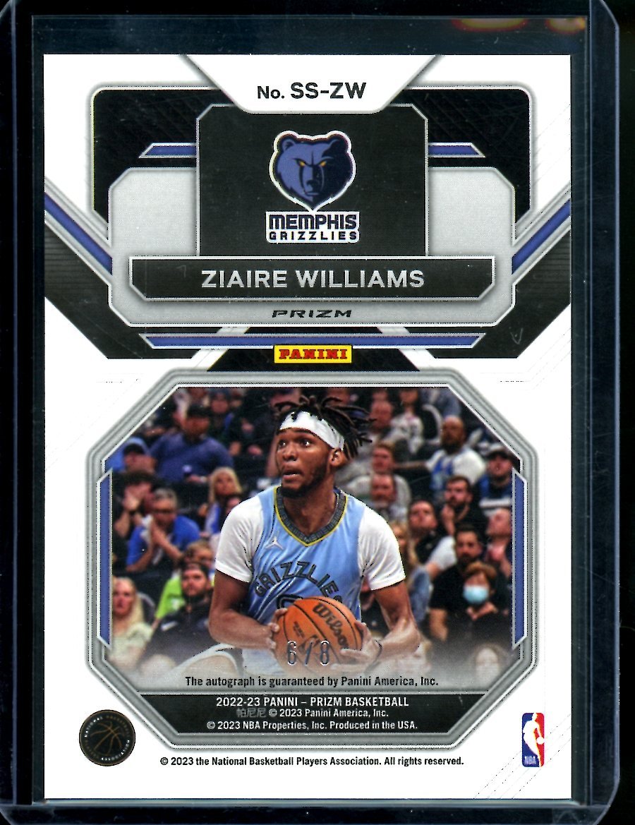 2022/23 Panini Prizm Choice Ziare Williams Sensational Signatures Auto Green Choice /8 Grizzlies
