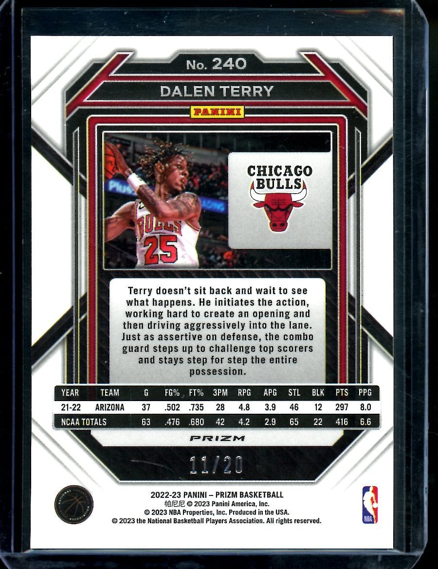 2022/23 Panini Prizm Choice Dalen Terry Rookie Purple Choice /20 Bulls