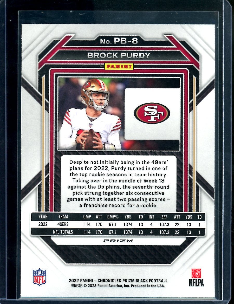 2022 Panini Chronicles Prizm Black Brock Purdy Rookie Silver 49ers
