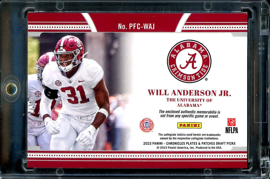 2023 Panini Chronicles Draft Picks Will Anderson Jr. Rookie Nike Patch 1/1 Texans