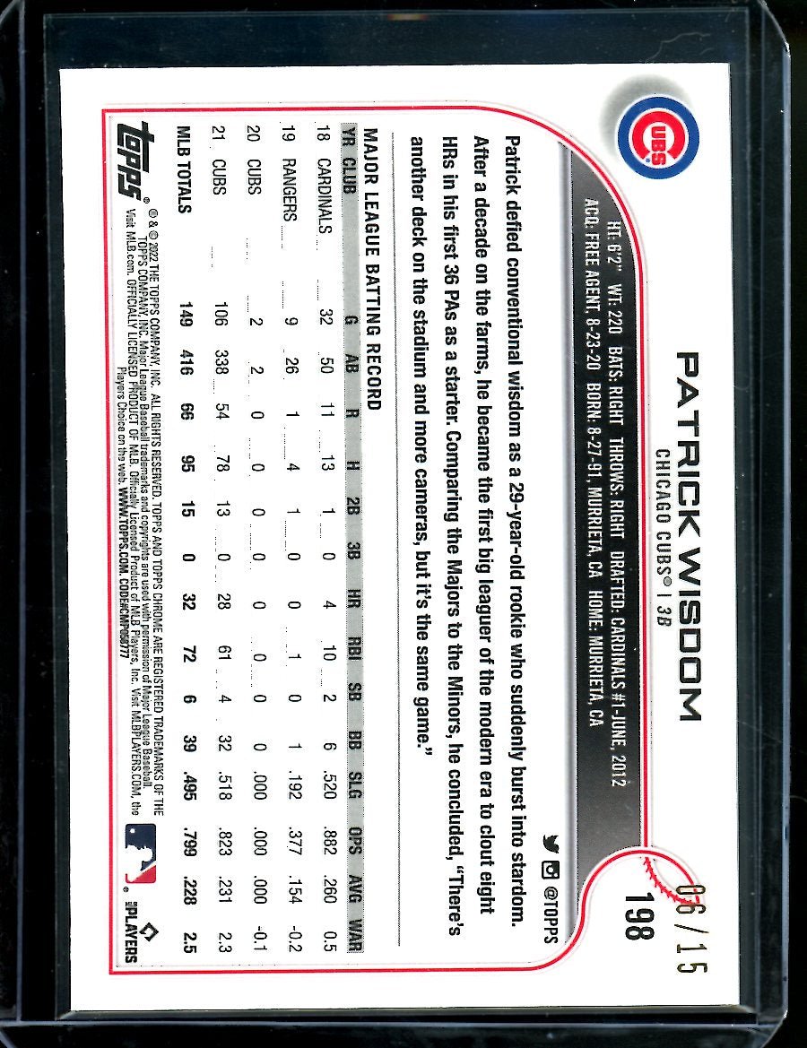 2022 Topps Chrome Ben Baller Patrick Wisdom Chartreuse /15 Cubs