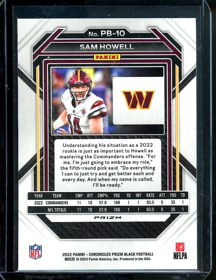 2022 Panini Chronicles Prizm Black Sam Howell Rookie Silver Commanders