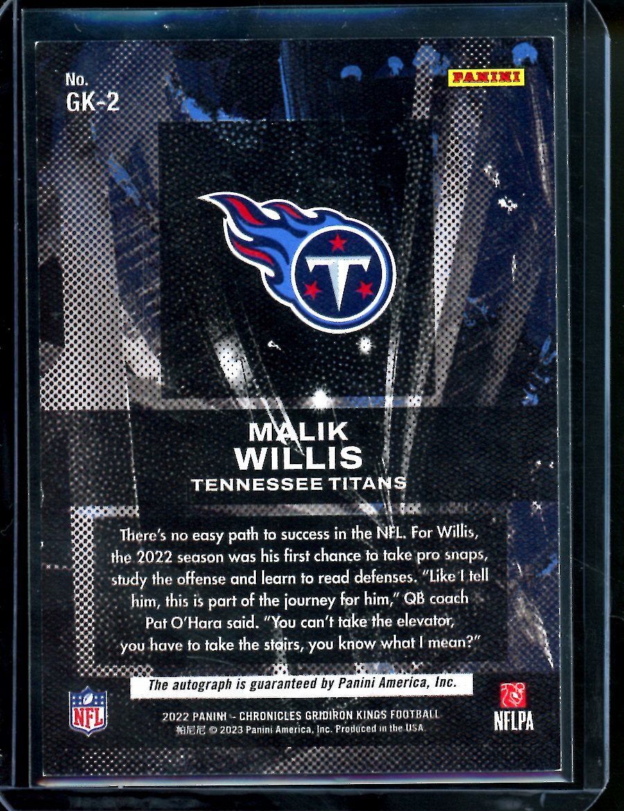 2022 Panini Chronicles Gridiron Kings Malik Willis Rookie Auto /75 Titans