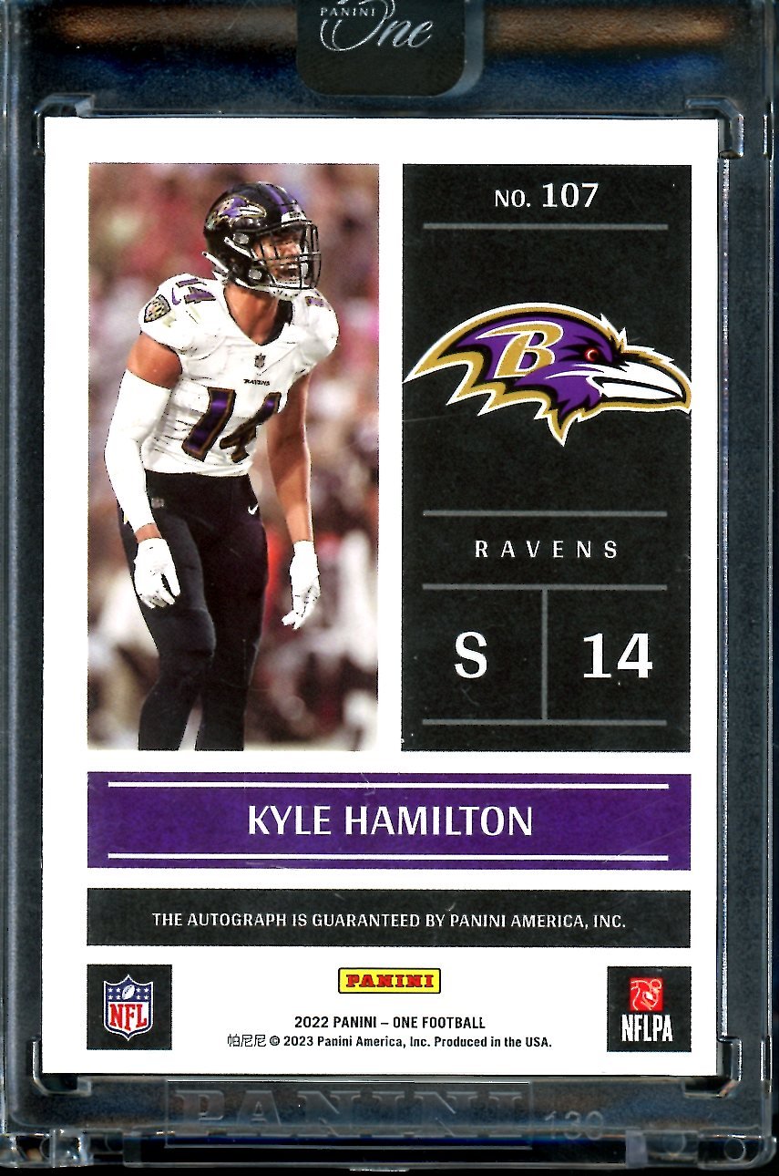 2022 Panini Panini One Kyle Hamilton Rookie Day One Auto /25 Ravens