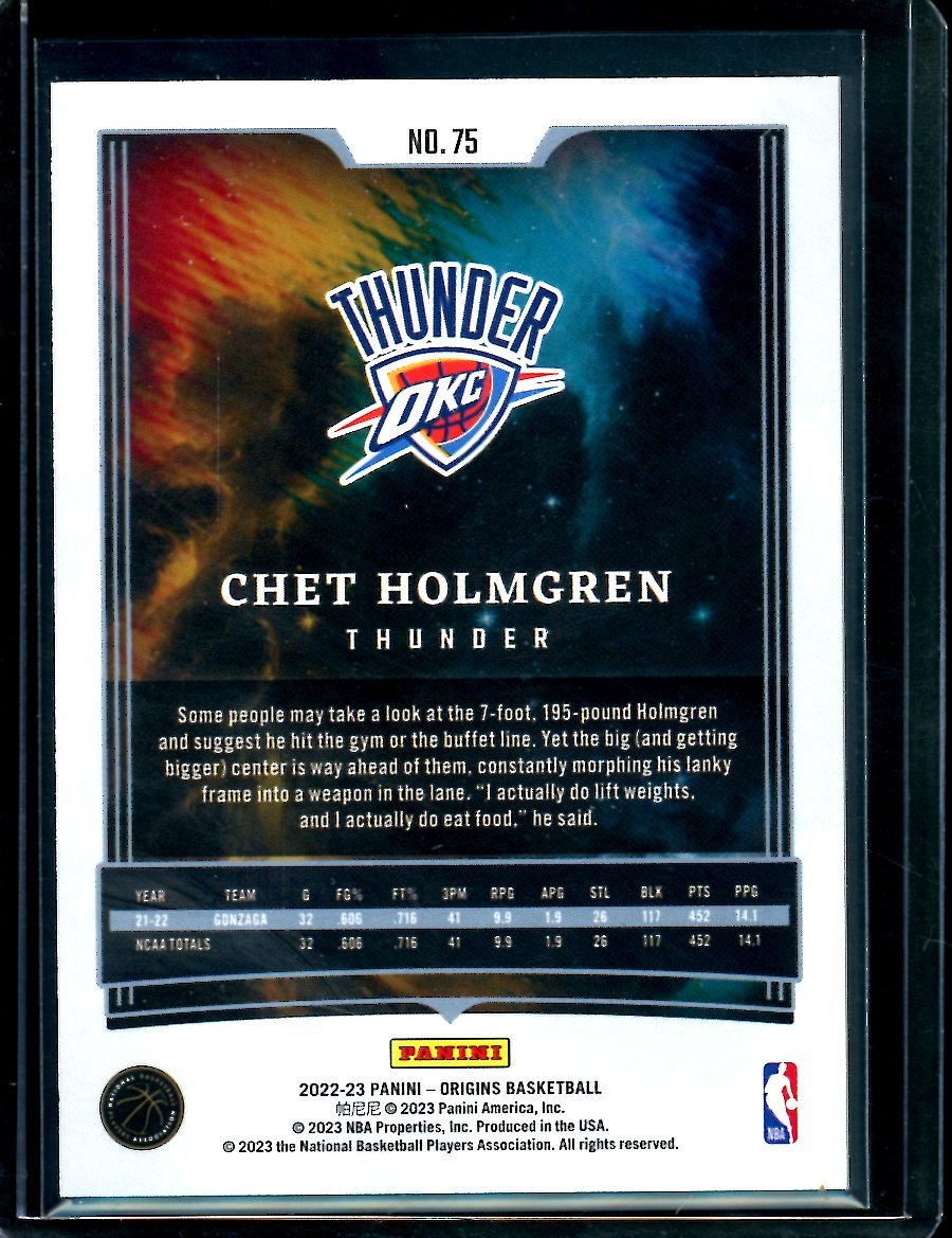 2022/23 Panini Origins Chet Holmgren Rookie Green /49 Thunder