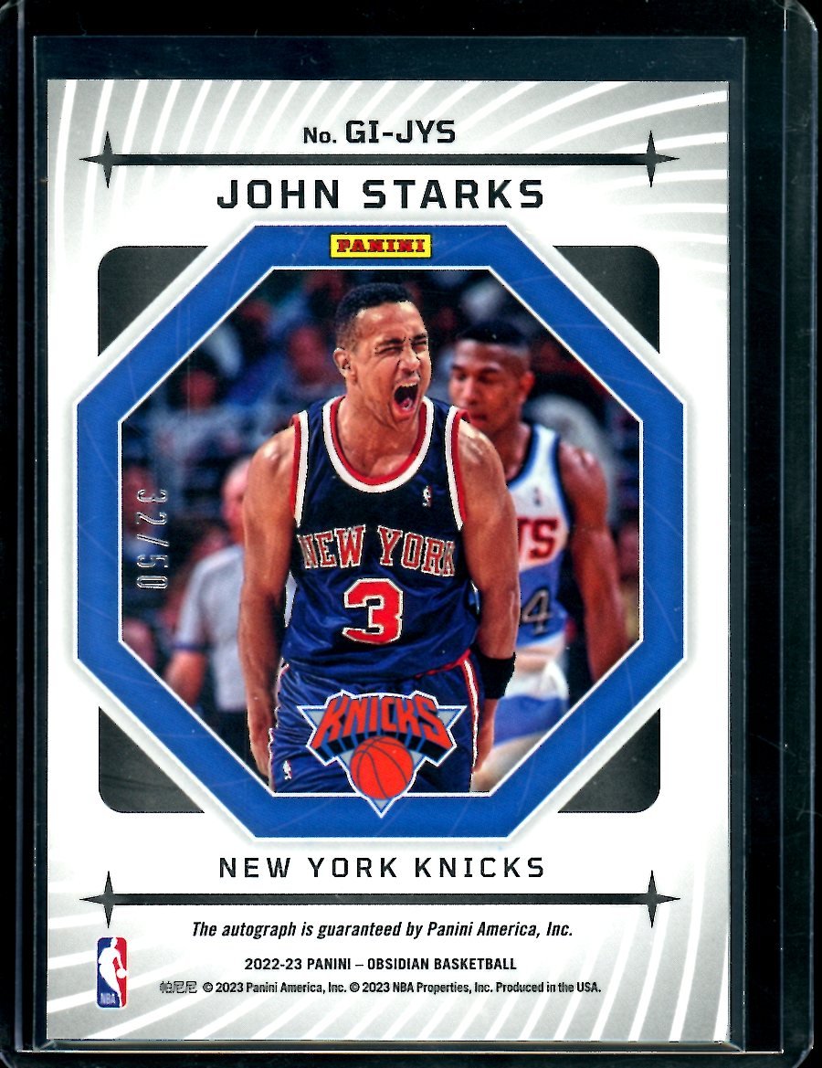2022/23 Panini Obsidian John Starks Galaxy Auto /50 Knicks