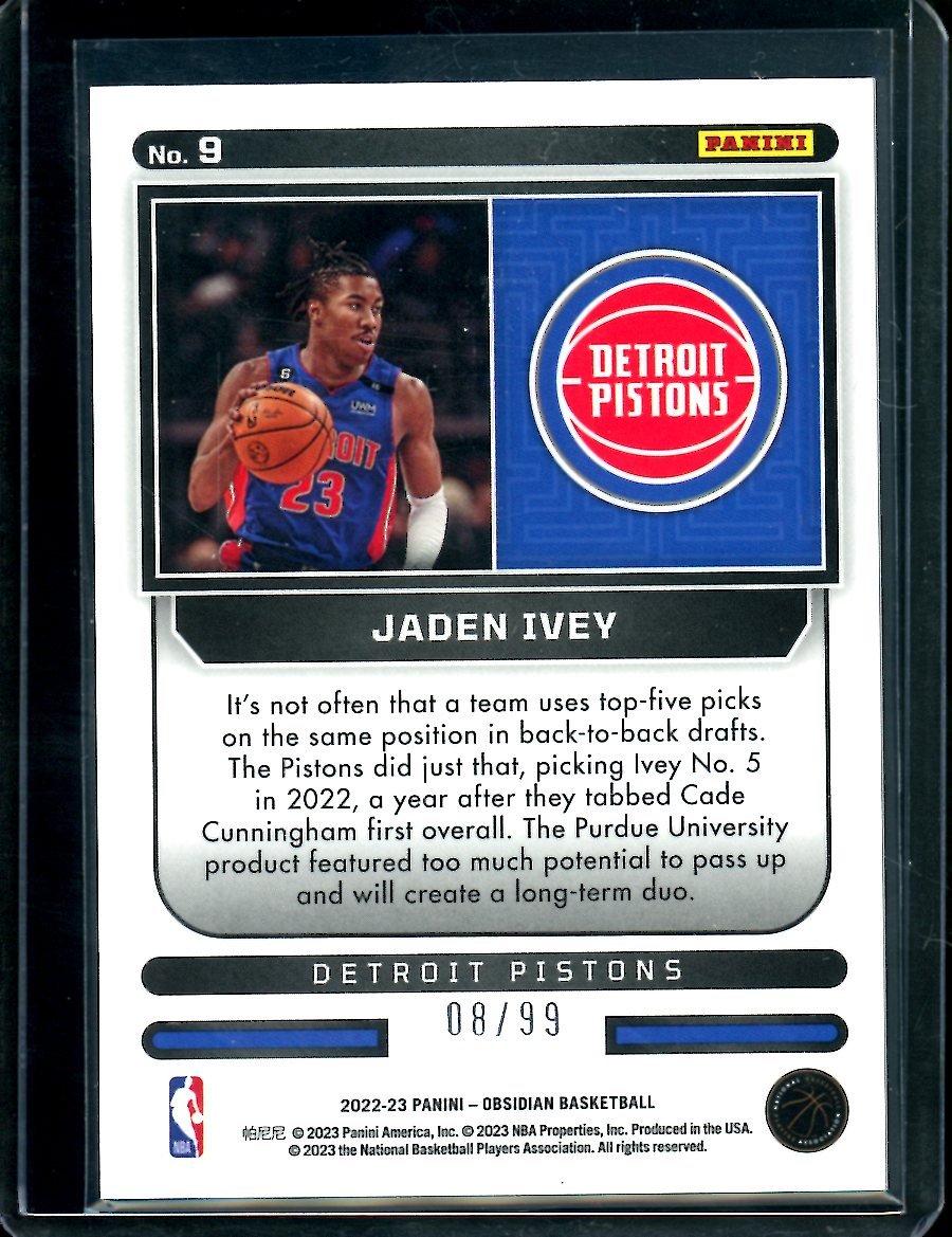 2022/23 Panini Obsidian Jaden Ivey Rookie Supernova /99 Pistons