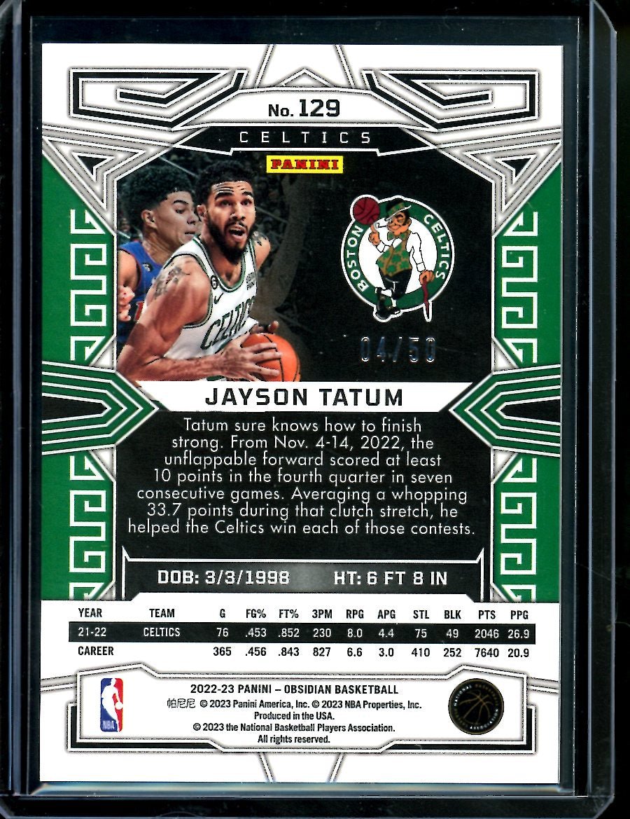 2022/23 Panini Obsidian Jayson Tatum Orange /50 Celtics