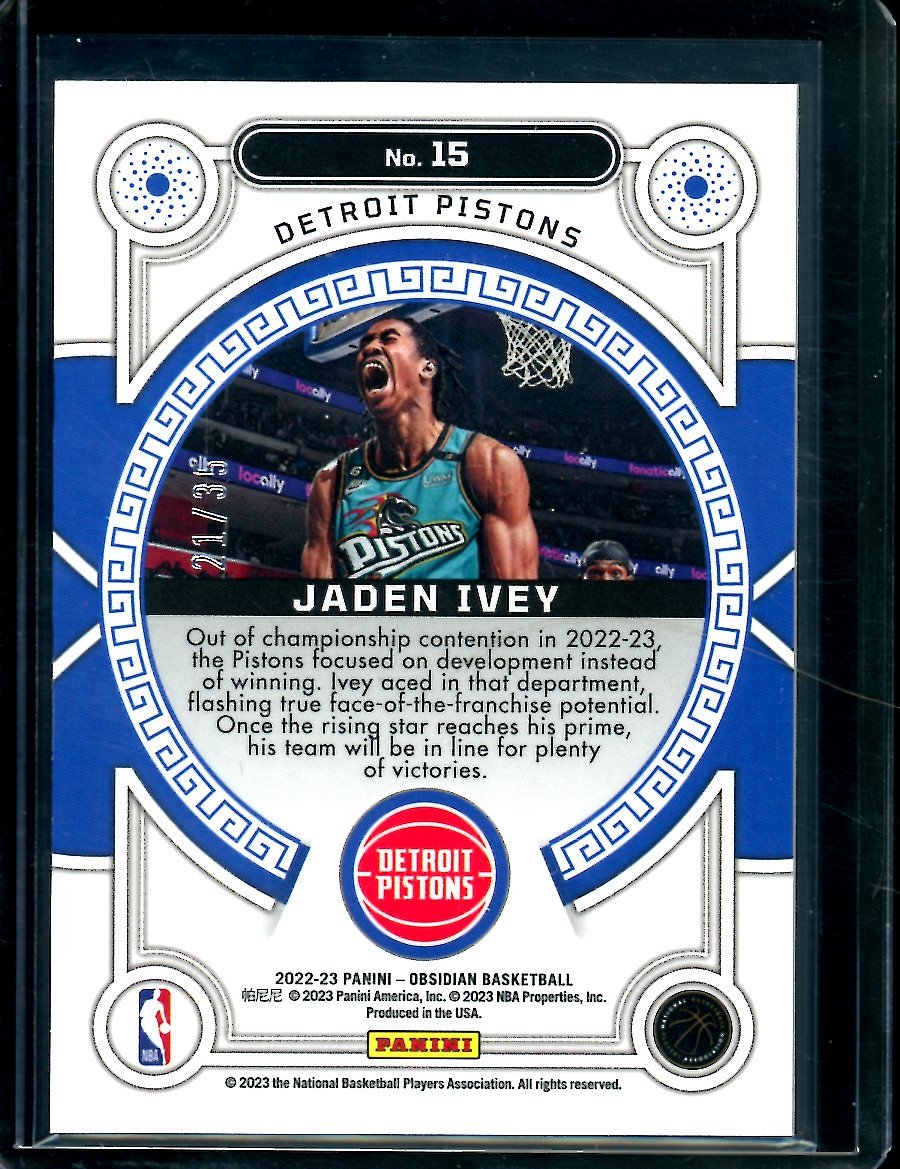 2022/23 Panini Obsidian Jaden Ivey Rookie Orbital /35 Pistons