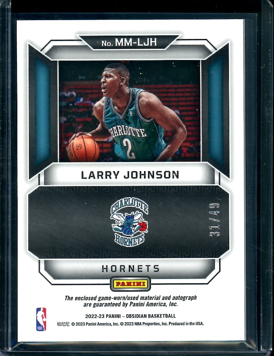 2022/23 Panini Obsidian Larry Johnson Patch Auto /49 Hornets