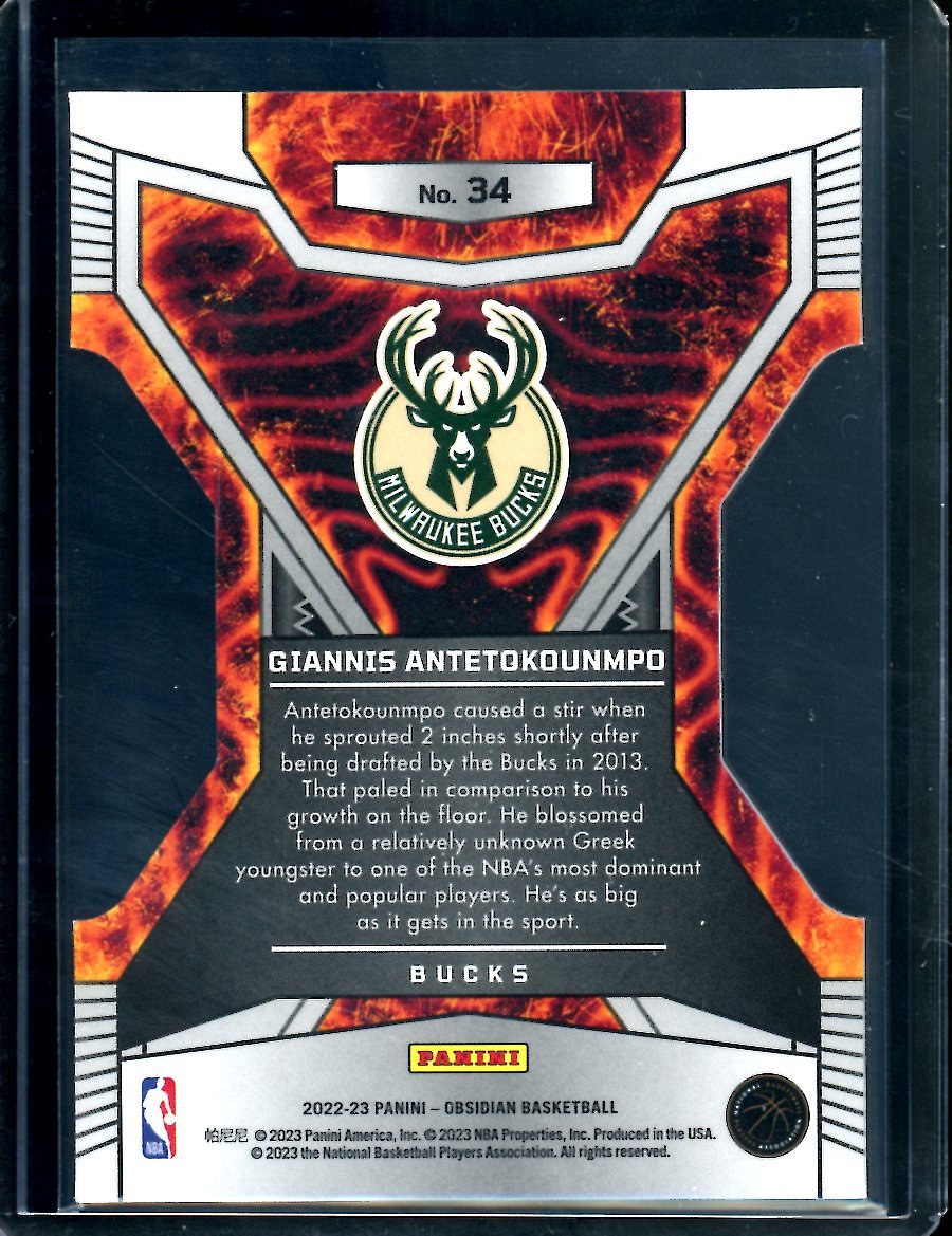 2022/23 Panini Obsidian Giannis Antetokounmpo Volcanix SSP Bucks