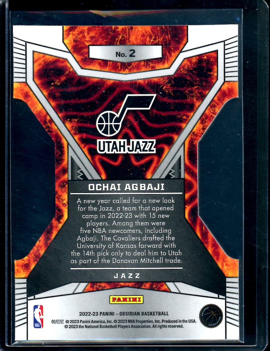2022/23 Panini Obsidian Ochai Agbaji Rookie Volcanix SSP Jazz