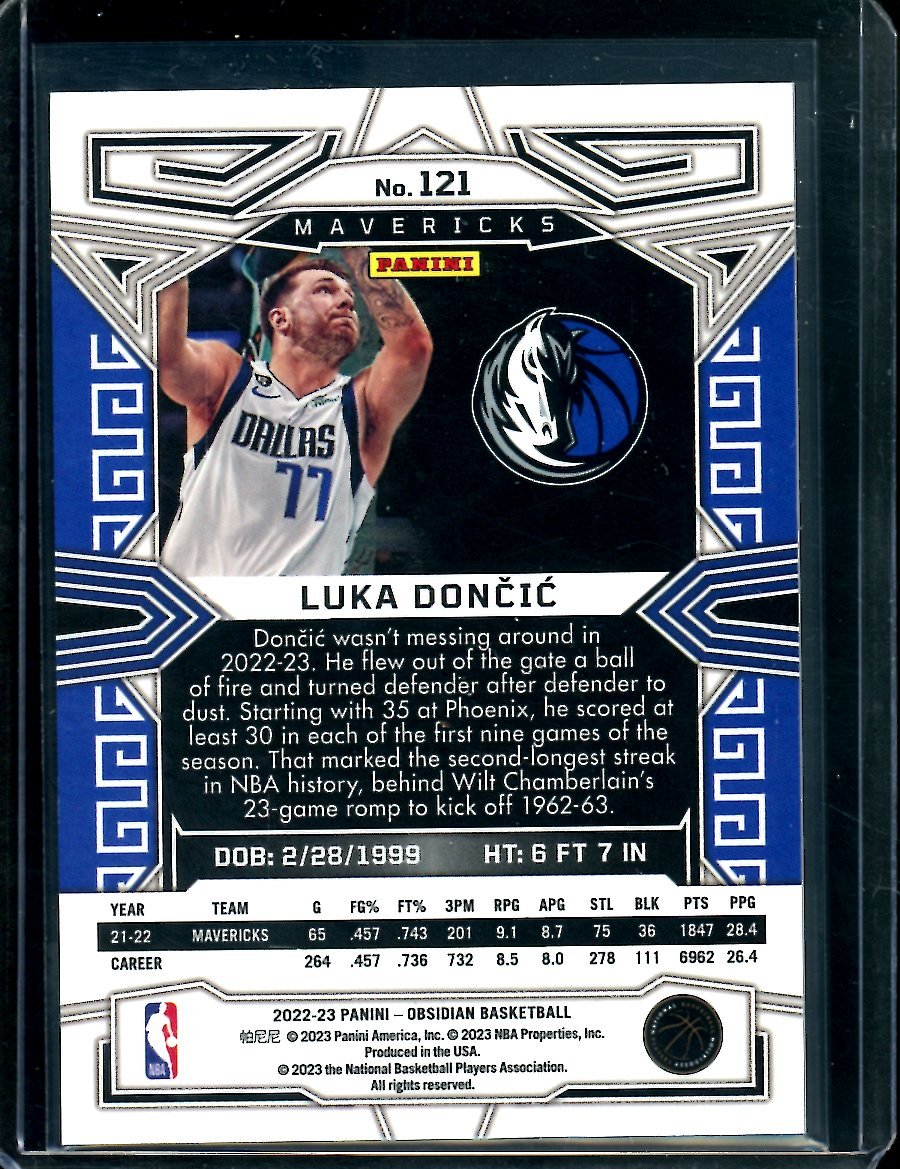 2022/23 Panini Obsidian Luka Doncic Neon Etch Flood SSP Mavericks