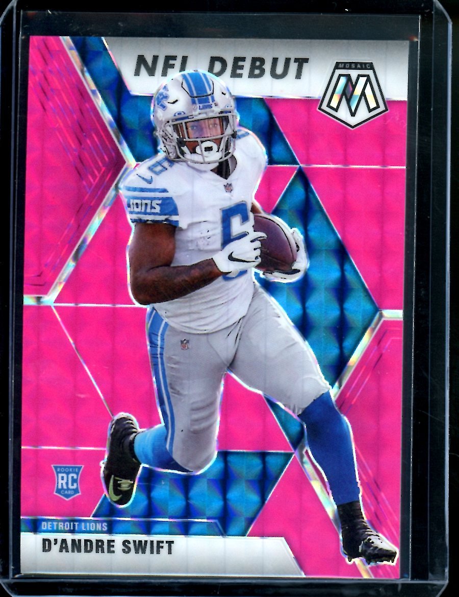 2020 Panini Mosaic D'Andre Swift Rookie Debut Pink Flouressent /10 Eagles