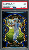 2020 Panini Select Justin Herbert Rookie Blue Prizm Die-Cut PSA 9 Chargers