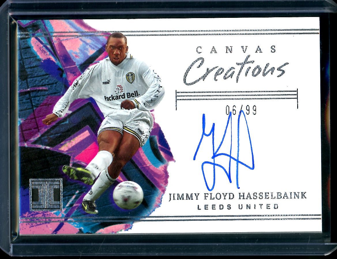 2022/23 Panini Impeccable Jimmy Floyd Hassellbaink Canvas Creations Auto /99 Leeds