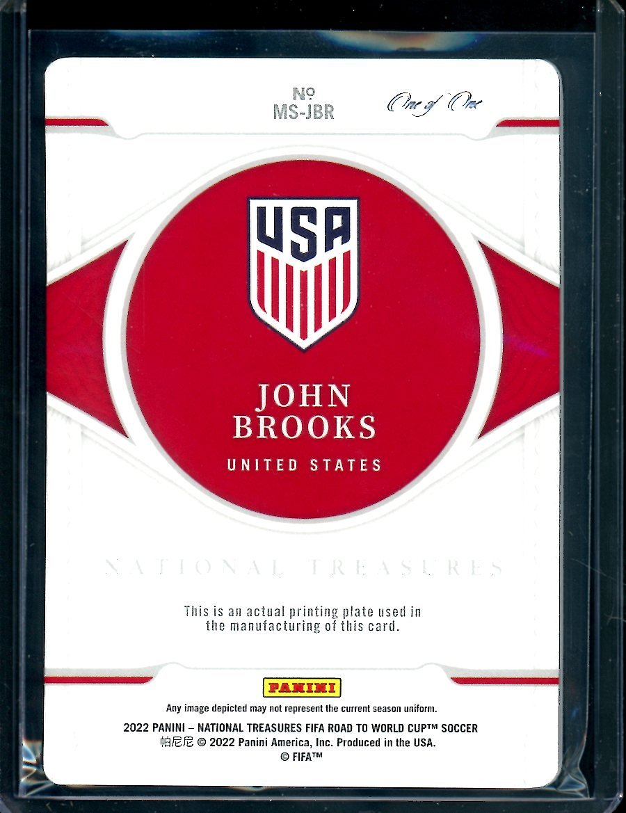 2022 Panini National Treasures John Brooks Priunting Plate 1/1 USA
