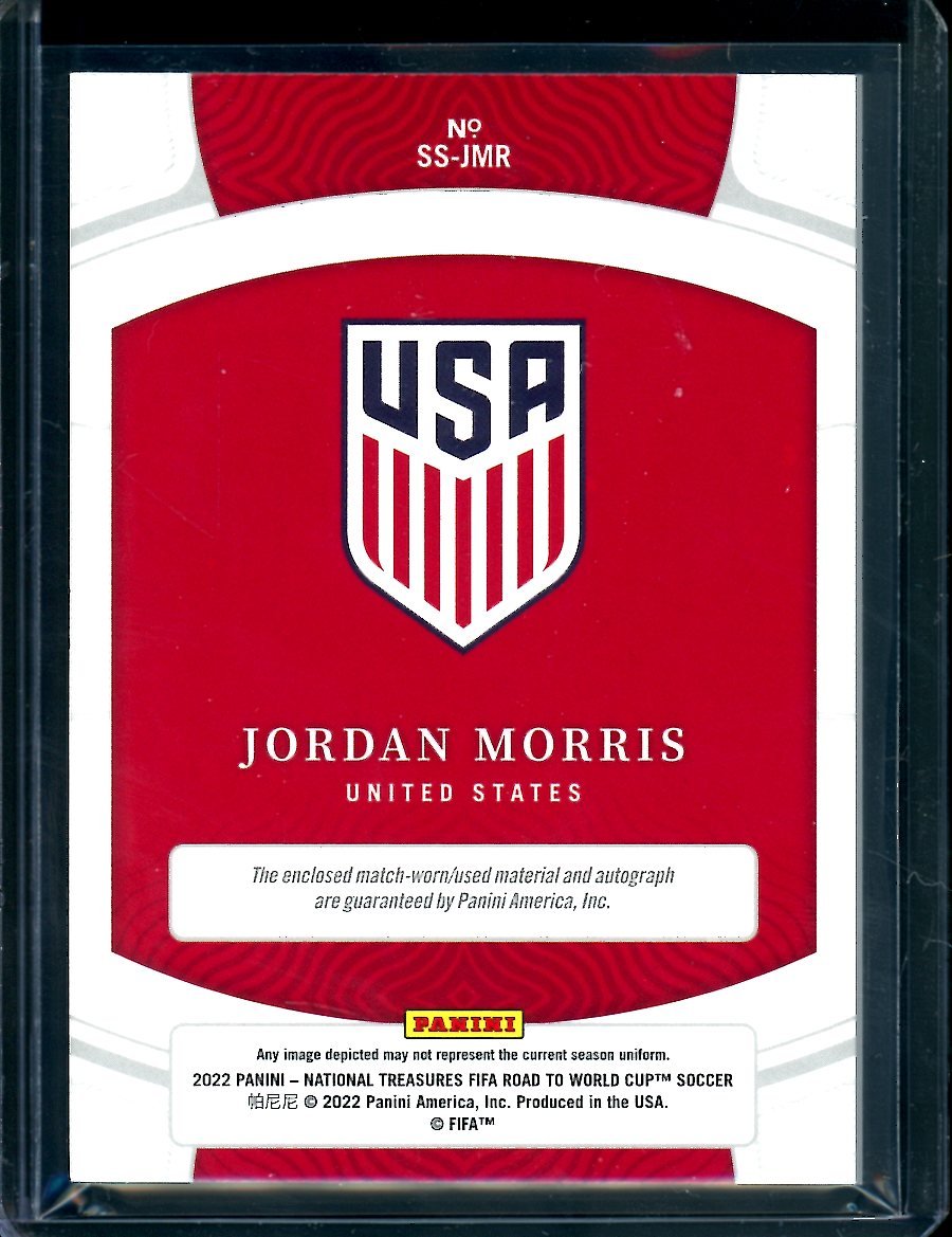 2022 Panini National Treasures Jordan Morris Patch Auto Blue /5 USA
