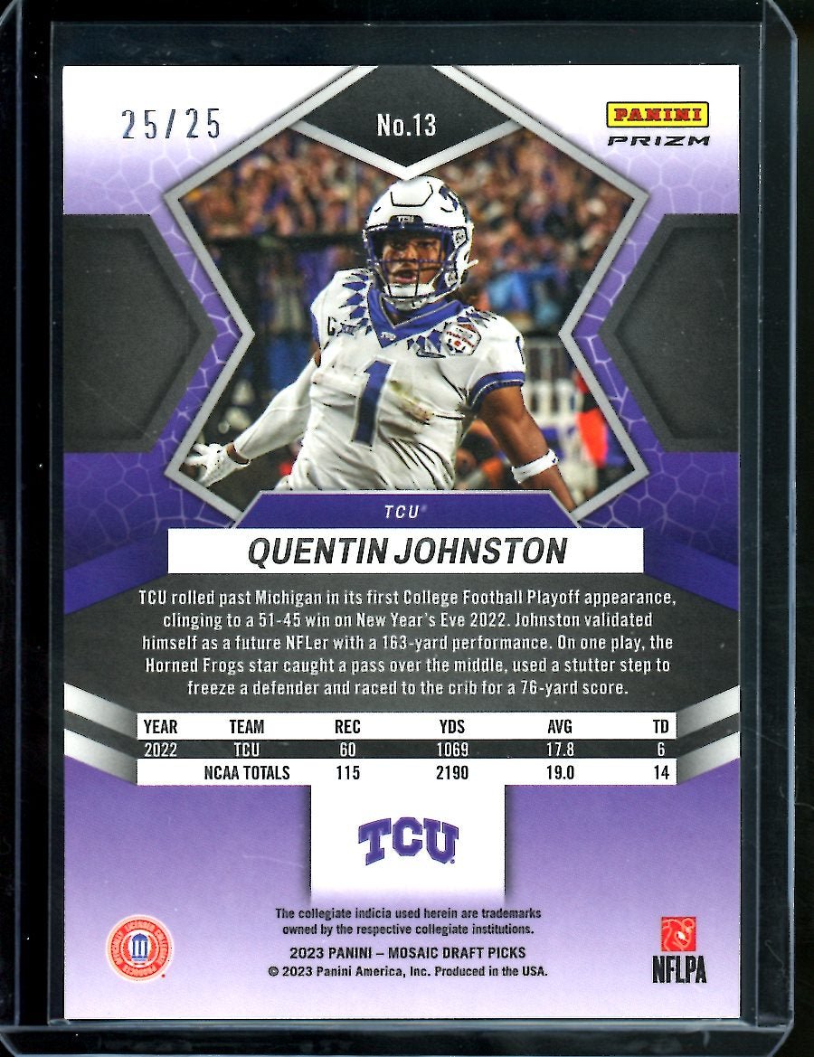2023 Panini Mosaic Quentin Johnston Rookie Pink /25 TCU