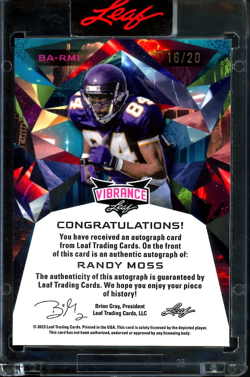 2023 Leaf Vibrance Randy Moss Auto /20 Vikings