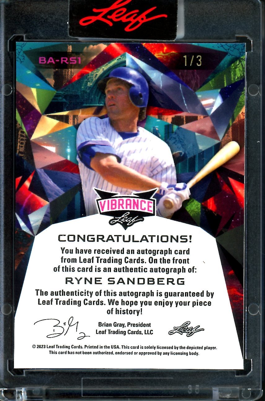 2023 Leaf Vibrance Ryne Sandberg Auto /3 Cubs