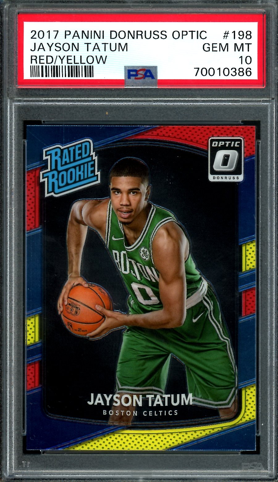 2017 Panini Optic Jayson Tatum Rookie Red Yellow PSA 10 Celtics