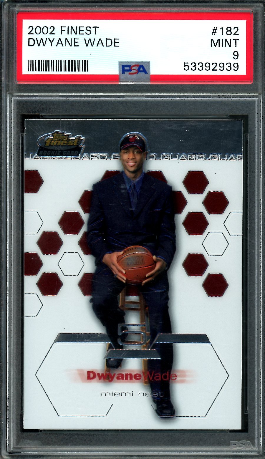 2002 Topps Finest Dwayne Wade Rookie PSA 9 Heat