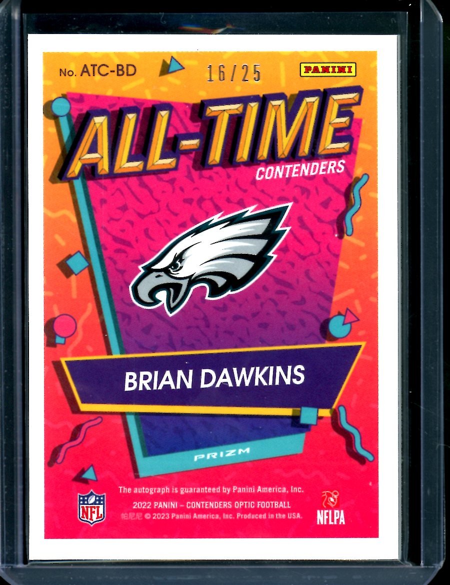 2022 Panini Contenders Optic Brian Dawkins All-Time Contenders Auto Orange /25 Eagles