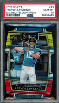 2021 Panini Select Trevor Lawrence Rookie Red Yellow Die Cut PSA 10 Jaguars