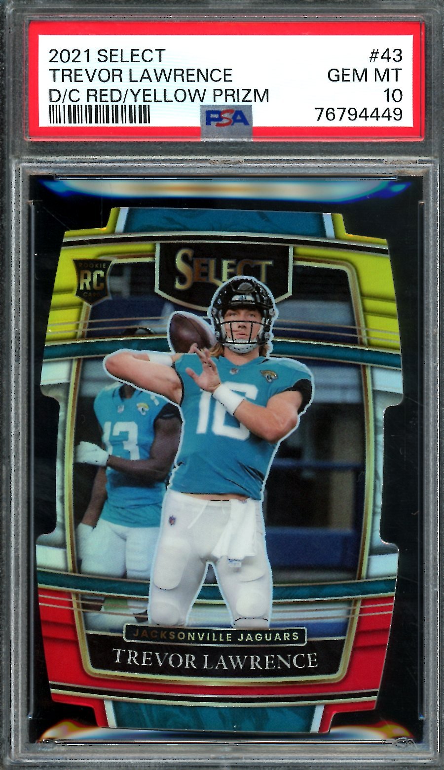 2021 Panini Select Trevor Lawrence Rookie Red Yellow Die Cut PSA 10 Jaguars