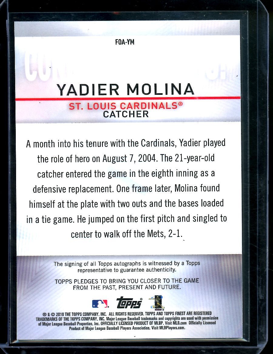 2019 Topps Finest yadier Molina Finest Origins Auto Cardinals